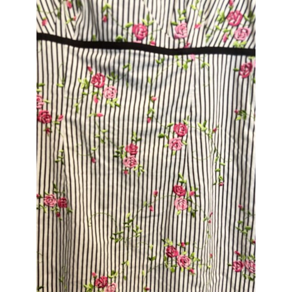 Y2K Maggy London floral Embroidered Roses Striped Babydoll Dress Sz12 - Picture 8 of 12